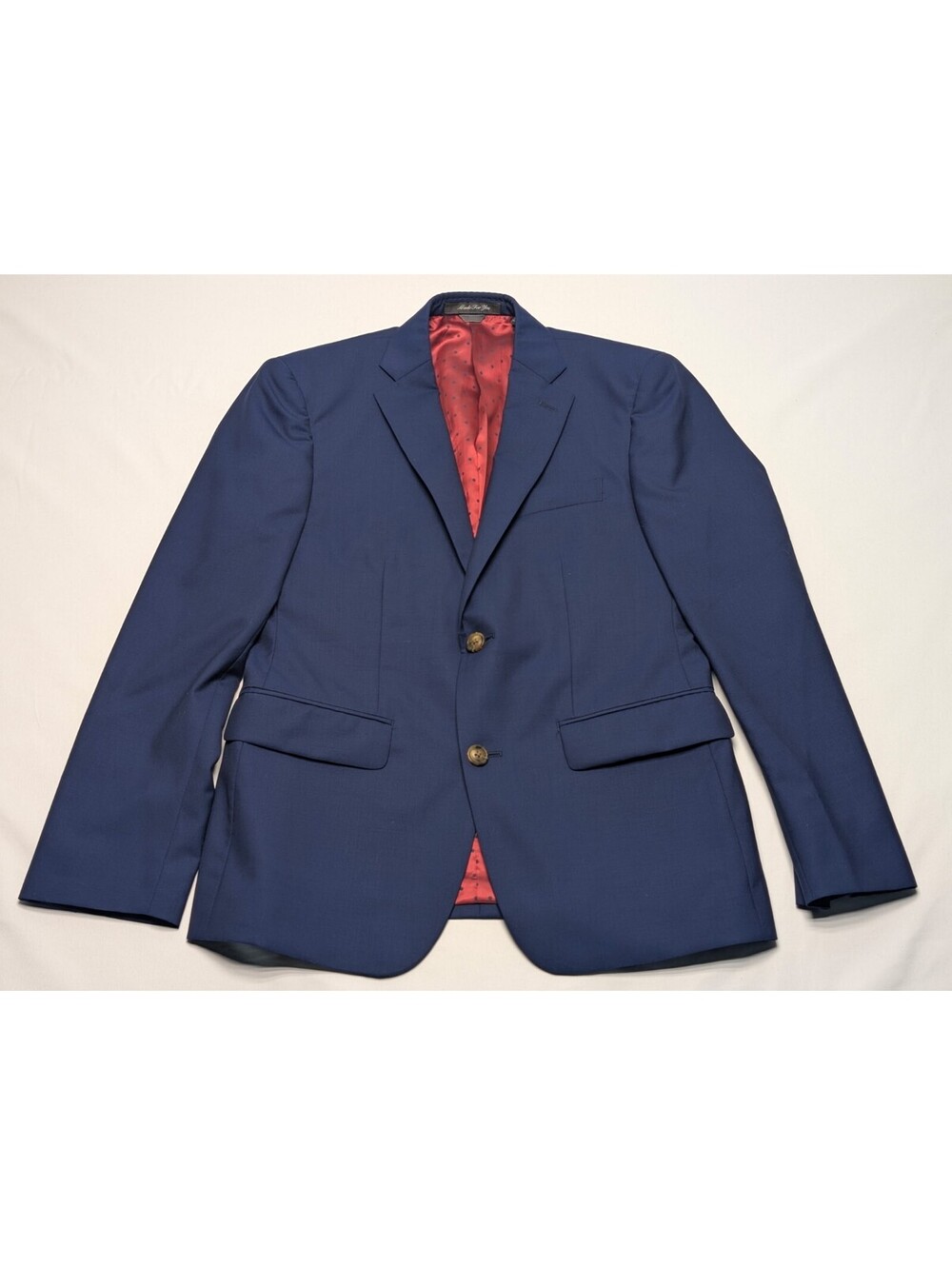 Indochino Wool Sport Coat Blazer Jacket Navy Blue /Polka Dot Lining Sz 36S